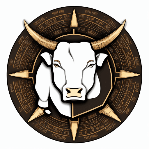 AI generated: Bull head logo. the logo should be placed  in a circle . the bull is a symbol of financial groth. In...