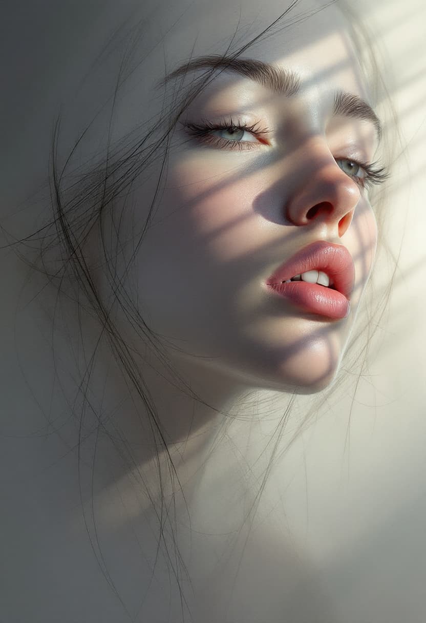 AI generated: Female face sketch, expressive lines in a beautiful portrait style. Digital art. Perfect composition...