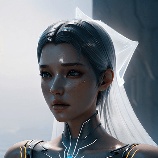 AI generated: ethereal and clean portrait of a female character Unreal Engine 5, pristine glass-like skin quality,...