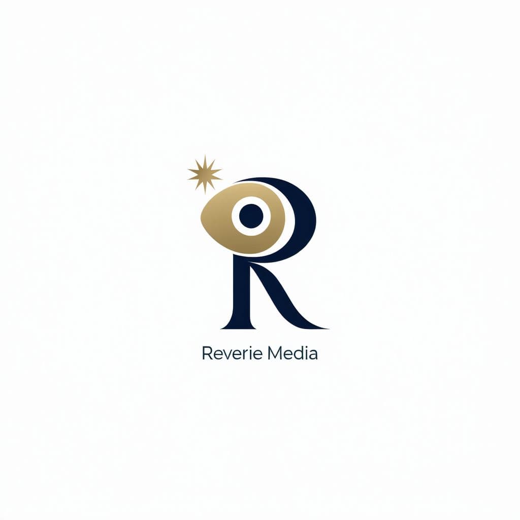 AI generated: A modern and creative logo for a video production and media company called ‘Reverie Media.’ The logo...