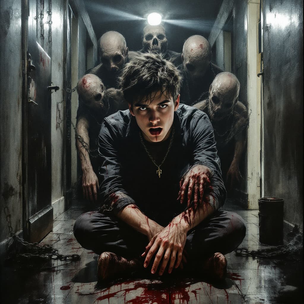 AI generated:  "An award-winning, harrowing double exposure oil painting that captures the sinister and macabre at...