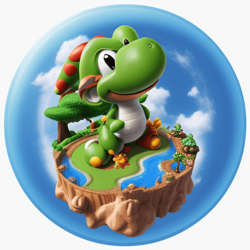 AI generated: yoshi::1 island world,fancy,3D,game, clay material --ar 9:16 --v 5.2 --q 2 --s 500