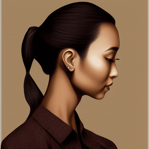 AI generated: A portrait of a young woman with an elegant and sophisticated style. Her hair is pulled back into a ...