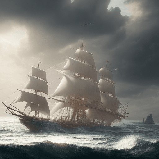 AI generated: Photo of a ultra realistic sailing ship, dramatic light, pale sunrise, cinematic lighting, battered,...