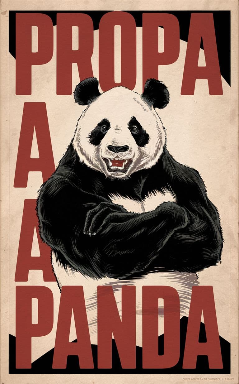AI generated: A striking vintage-inspired propaganda poster featuring a determined, strong panda in the center. Th...