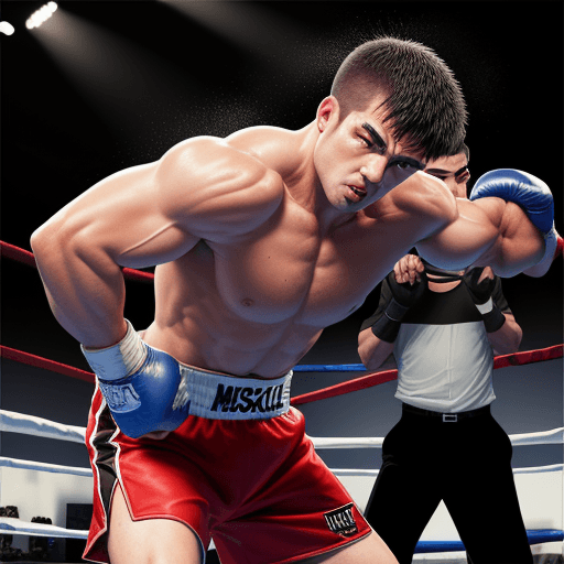 AI generated: make it muscled figher on boxing ring