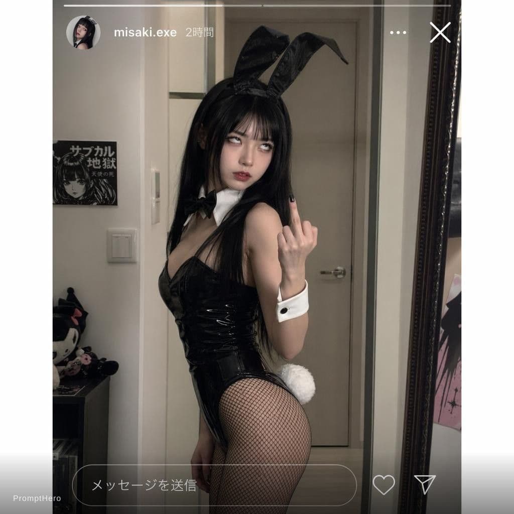 AI generated: Style: A snapshot of an Instagram story featuring Japanese Bunny cosplay
- Content: Standing slightl...