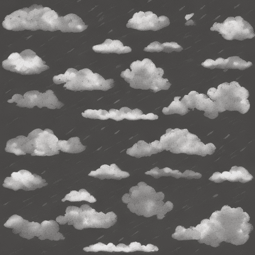 AI generated: anime full sky of stormy greyscale clouds with simple texture and shapes