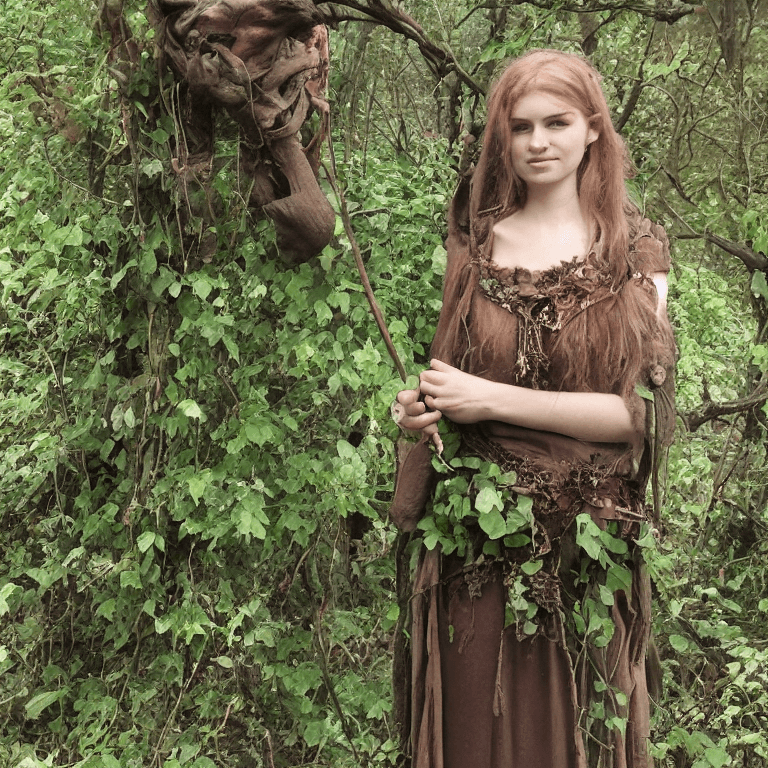 AI generated: Elira is a gentle and wise elven druid, with an innate connection to the natural world and its creat...