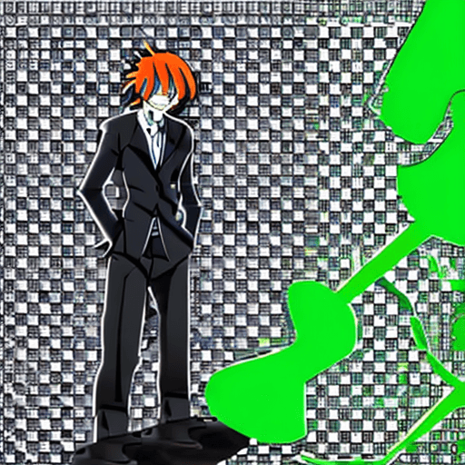 AI generated: anime male in black suit and smile on face handsome, charismatic
