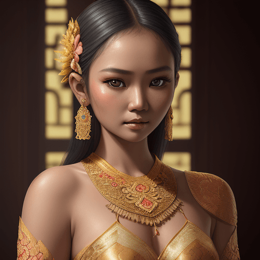 AI generated: High resolution photography, An art piece of a beautiful javanese traditional girl, wearing kebaya a...