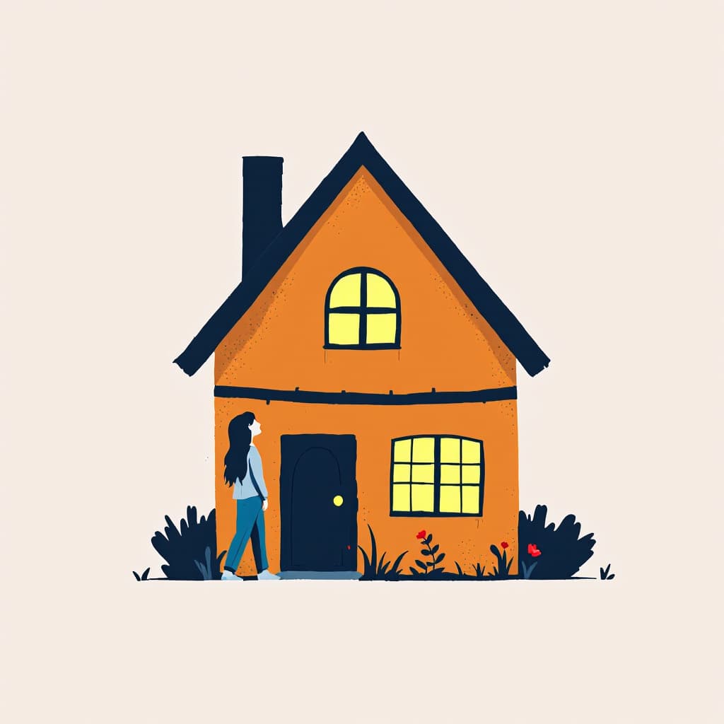 AI generated: house with person in front