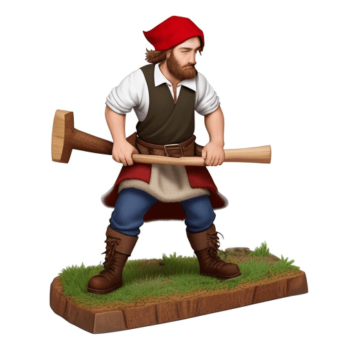 AI generated: peasant lumberjack dnd on white background full-length