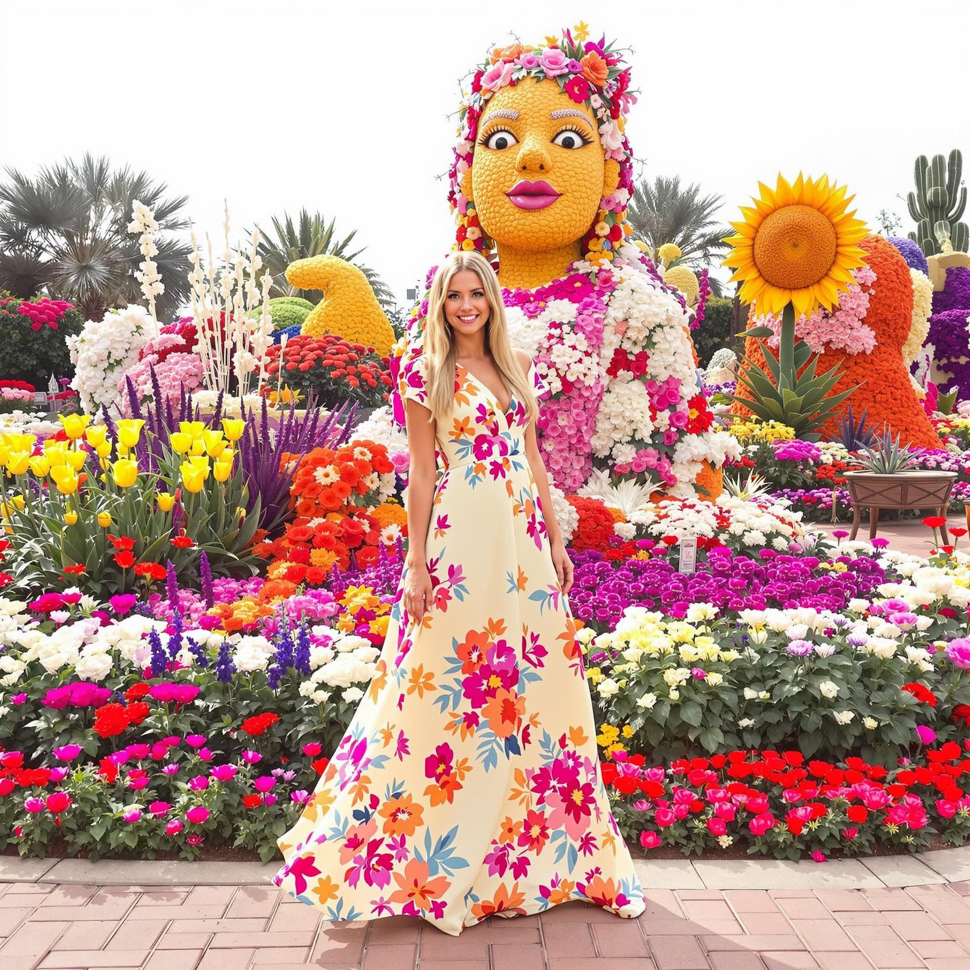 AI generated: 8. Nordamerikanische Frau im Miracle Garden**  
Eine nordamerikanische Frau mit langen, glatten Haar...