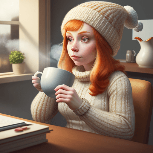 AI generated: ginger hamster wearing a knitted hat and jumper. hamster holding a steaming cup of tea.
Cool lightin...