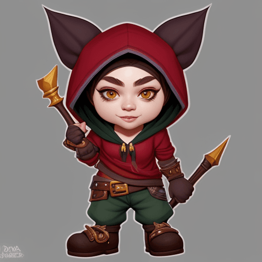 AI generated: a new and cute, detailed character based on dota 2 hoodwink character