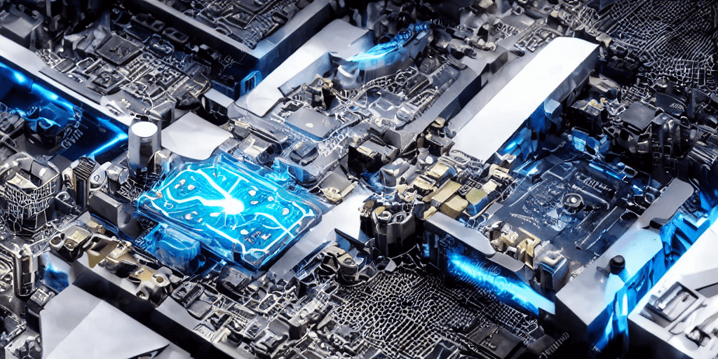 AI generated: Futuristic Technology Images connected with pc, cpu and gpu in sandy colour