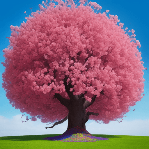 AI generated: tree of flowers of great color and diceño, of large and colorful flowers of aspect of great beauty, ...
