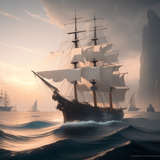 AI generated: Photo of a ultra realistic sailing ship, dramatic light, pale sunrise, cinematic lighting, battered,...