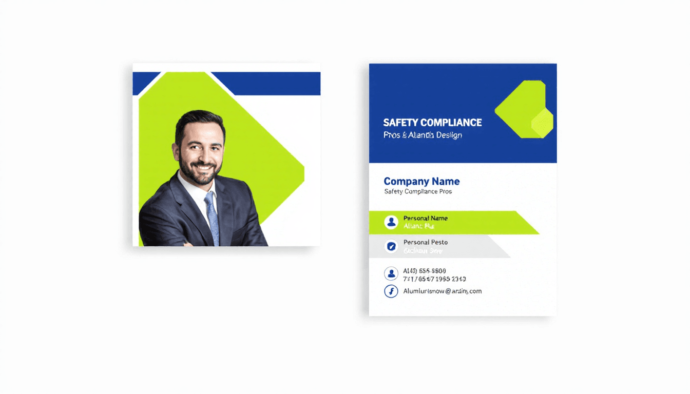 AI generated: generate this business card: Bold and Vibrant
Colors: A mix of Atlantic Blue, Poisonous Pesto, and A...