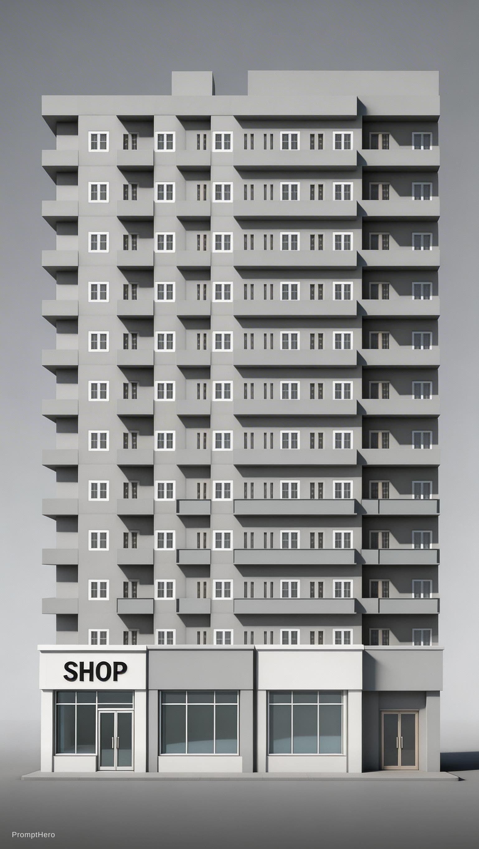 AI generated: cinematic, canon EOS 5d, minimalistic retail shop facede design,monochromatic color on facade walls,...