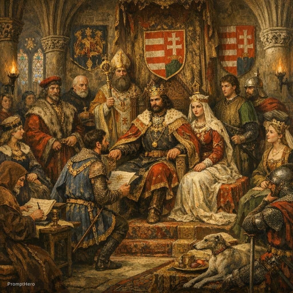 AI generated: xiv century, hungary, king's court