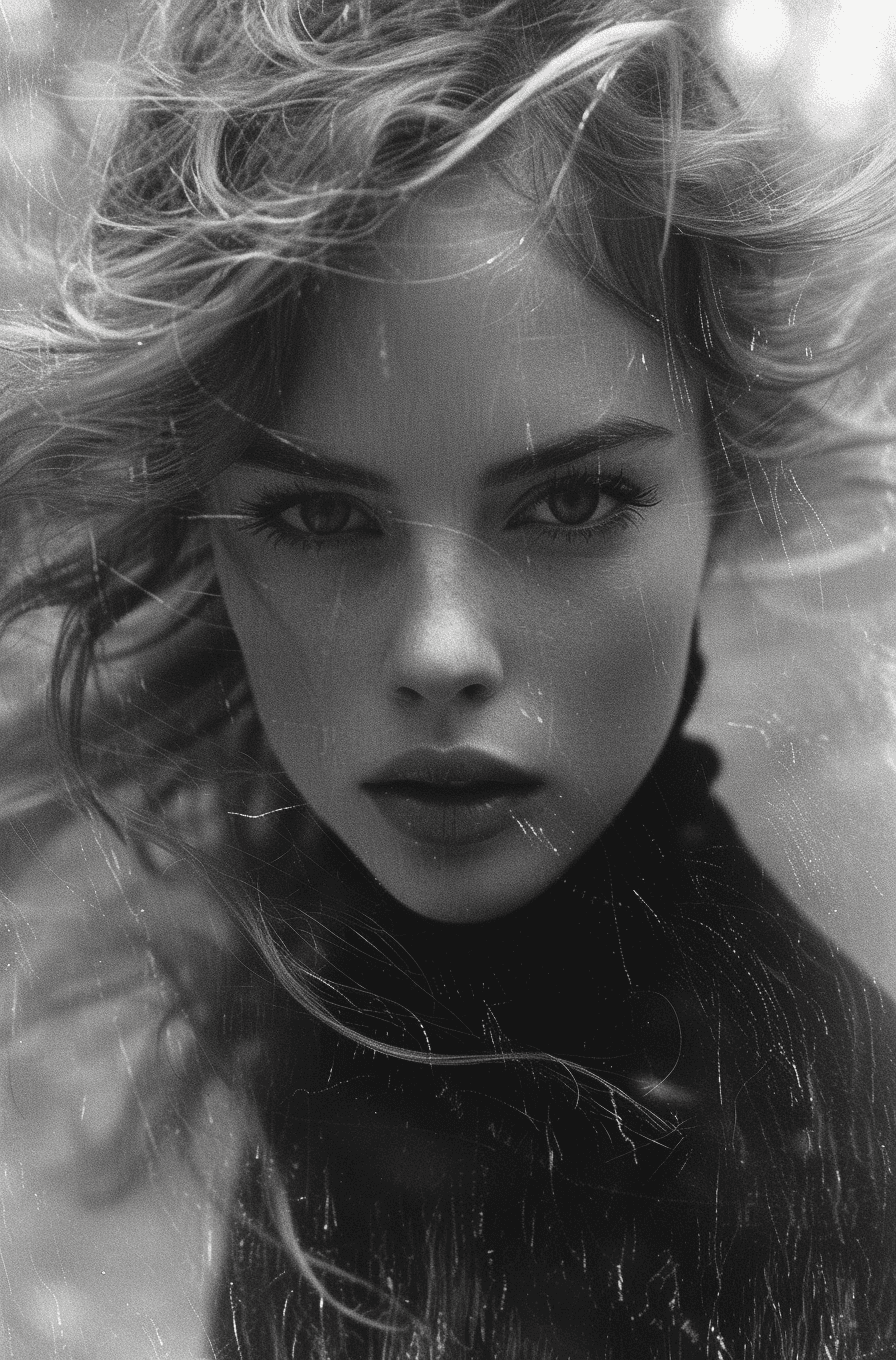 AI generated: black and white photography of women running, in the style of intense gaze, hauntingly beautiful, ri...