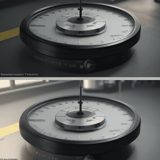 AI generated: High quality, realistic mechanic weighing machine that says theory on one side and Practice on the o...