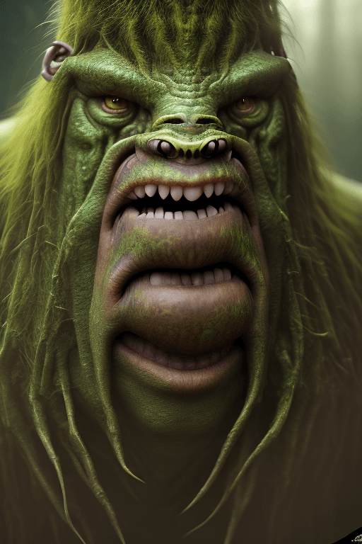 AI generated: bogtroll closeups, lord of the bogtrolls, natural habitat, secret, sneaky, devious, masters, 8k, nan...