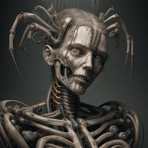 AI generated: Extremely high resolution masterpiece of a portrait of a beautiful cyborg with anatomical, mechanica...