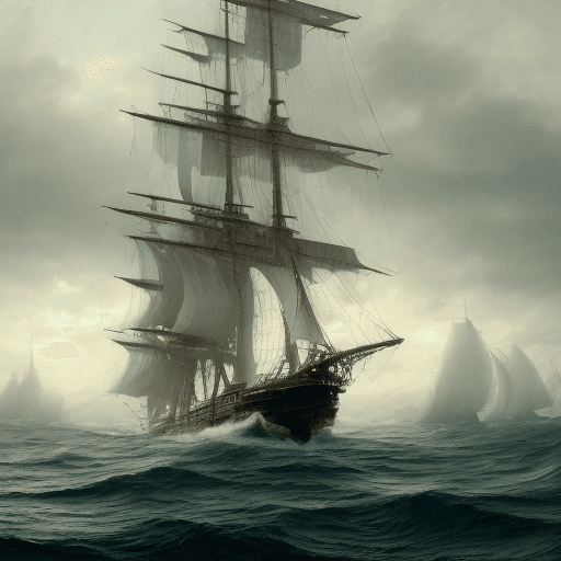 AI generated: Photo of a ultra realistic sailing ship, dramatic light, pale sunrise, cinematic lighting, battered,...