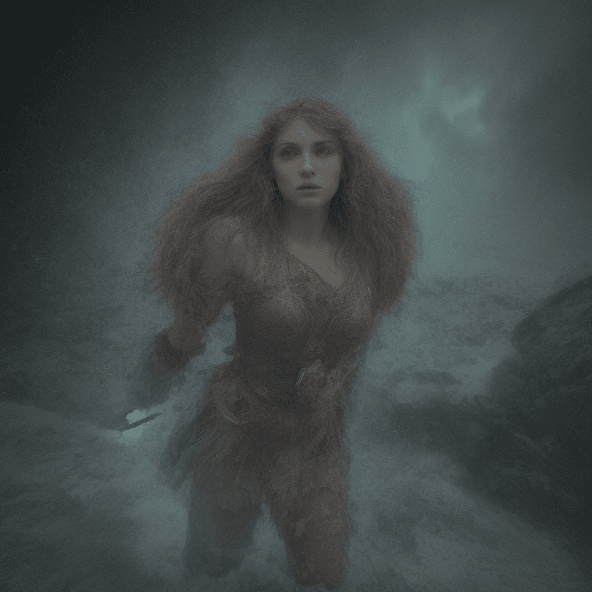 AI generated: A stunning portrait of a female valkyrie descending, aurora borealis in the background, centered| in...