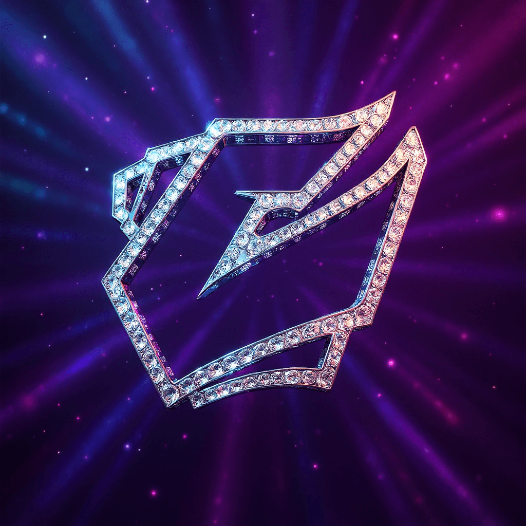 AI generated: CREATE A 3D BIG BLING BLING LOGO ICED OUT, HQ, PURPLE BACKROUND, HEAVY, 