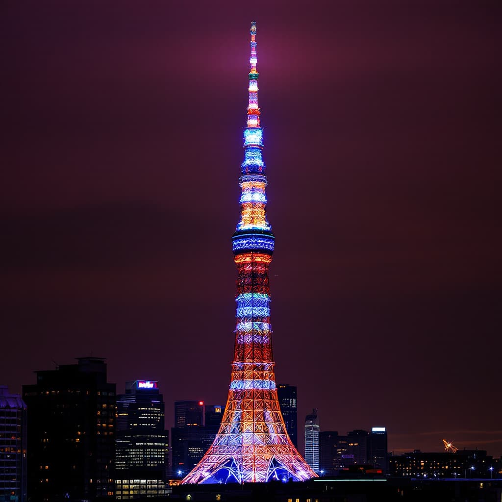 AI generated: The Tokyo sky tree at night
