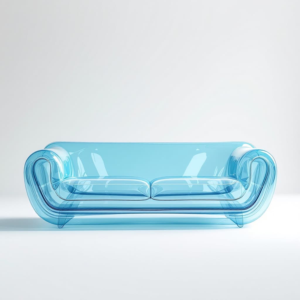 AI generated: hyper realistic, ultra-resolution photography, front shot, vibrant light blue color transparent viny...