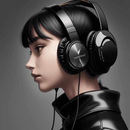 AI generated: headphones in black glossy color, with good lighting