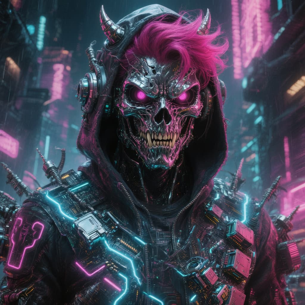 AI generated: create a demon that Controls electricity able to change electronics into his own personal robots (Li...