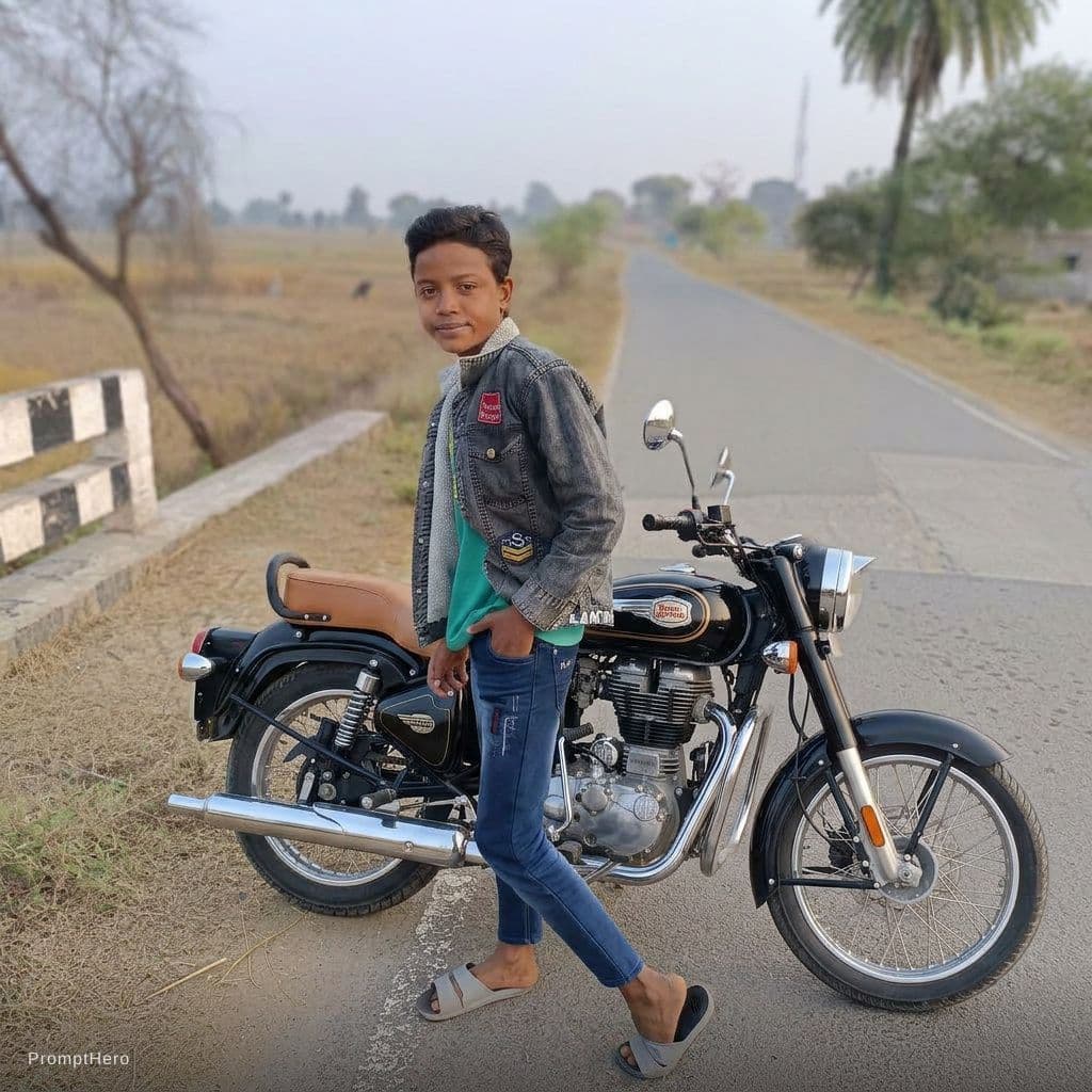 AI generated:  Is photo ke aage Bullet bike laga do