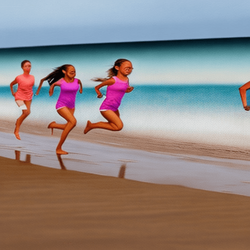 AI generated: 2 25 yr old pretty females running on beach
photo realistic