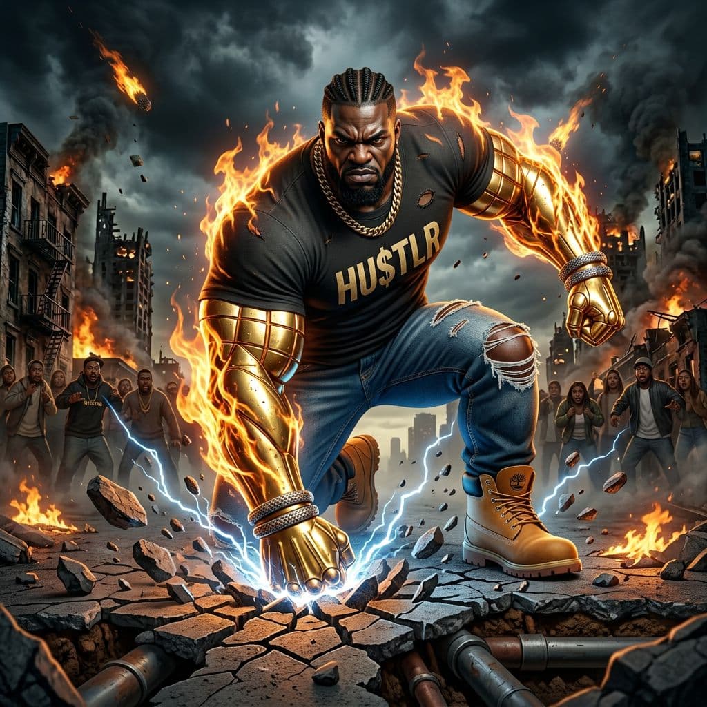 AI generated: full body view of  3d illustration of an african american man superhero,he is POSED IN THE CLASSIC S...