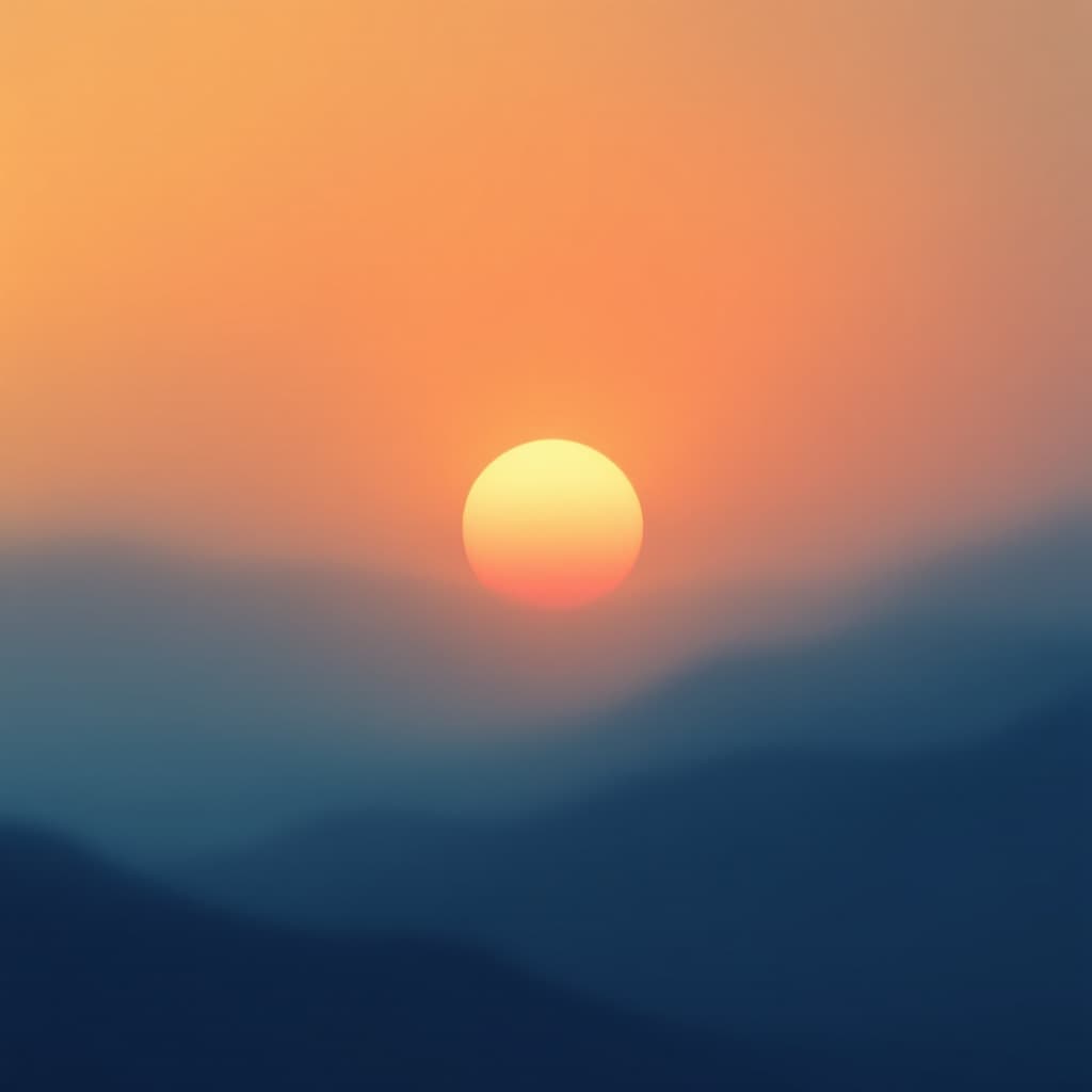 AI generated: Gradient background blending warm orange at the top and deep blue at the bottom, with a silhouette o...