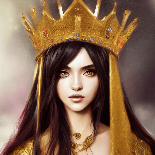 AI generated: realistic, fantasy empress full-length portrait, 4k fantasy art, black haired woman with green eyes,...