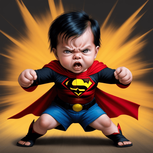 AI generated: angry baby super hero from indonesia

