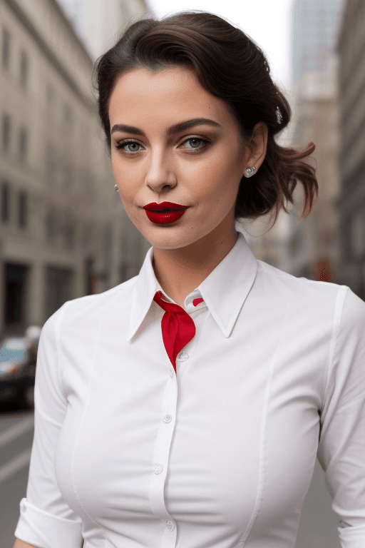 AI generated: RED LIPSTICK ON WHITE COLLAR 