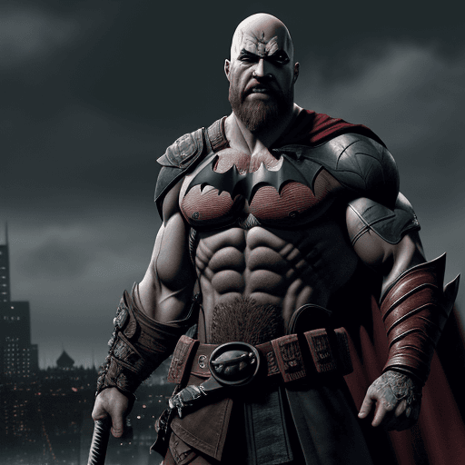 AI generated: Kratos and batman,4 k ultra HD 