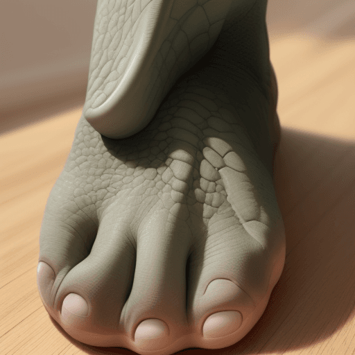 AI generated: a human foot that looks like a dinosaur's foot