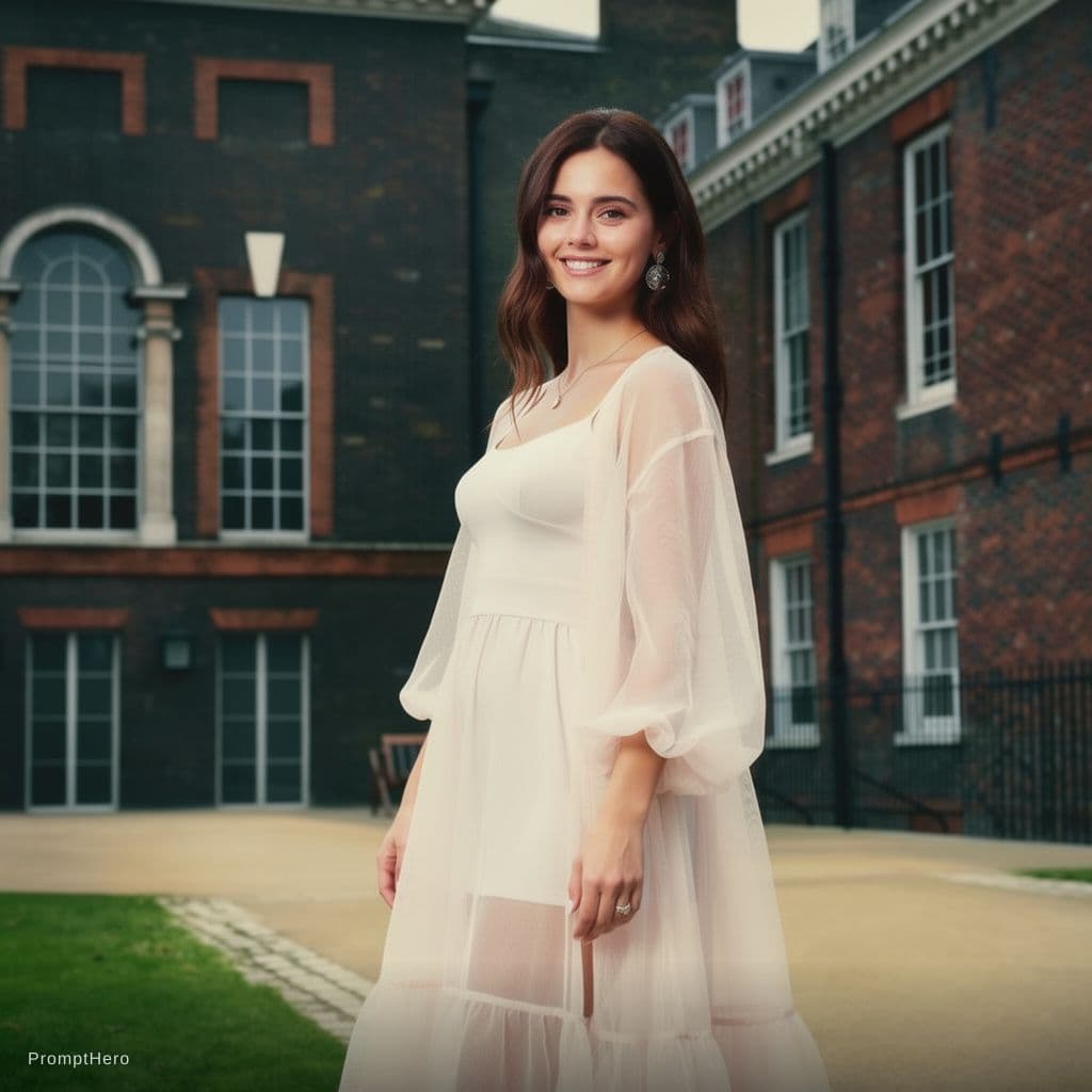 AI generated: a beautiful woman without dog no dress, just sheer dress smiling at camera and loose sheer  bra 