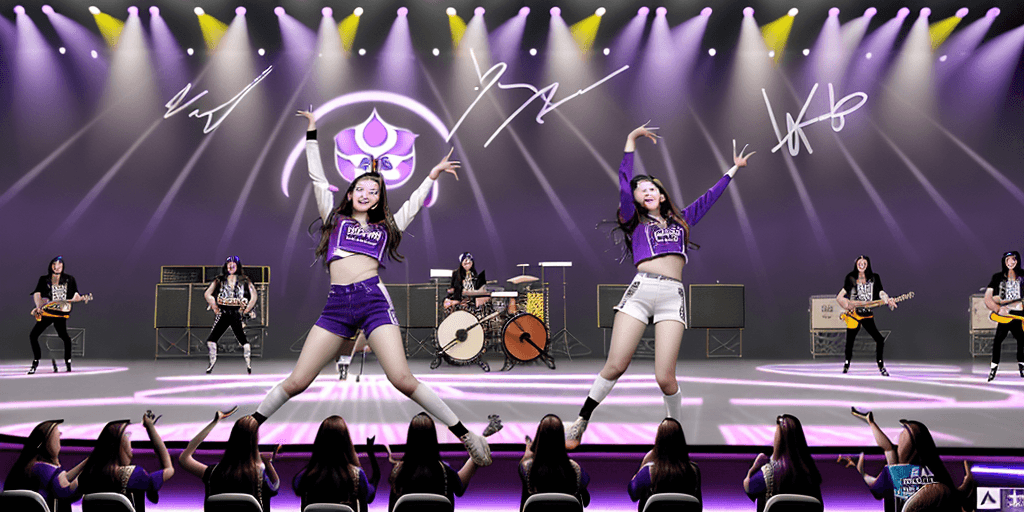 AI generated: A high-definition image depicting Nayeon, the Korean idol, energetically dancing on stage while wear...