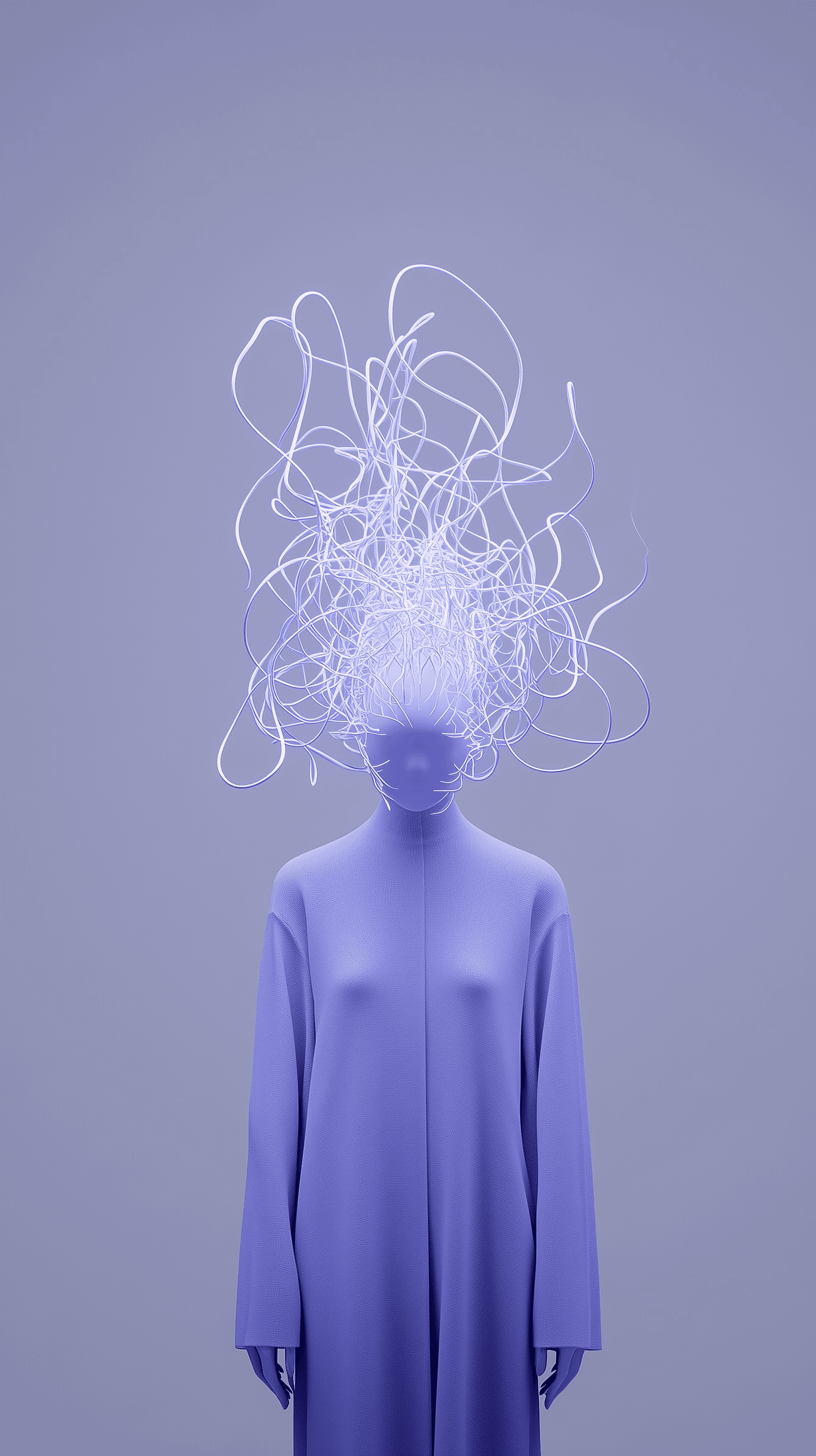 AI generated: surrealistic, high resolution shooting, front view, unknown gender figure with electromagnetic react...