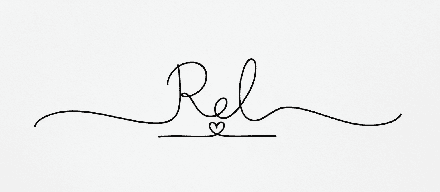 AI generated: Create simple tattoo design that reads "Rel" and then "Mel" when looking in a mirror 